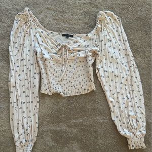 Cream & Floral Women’s Crop shirt